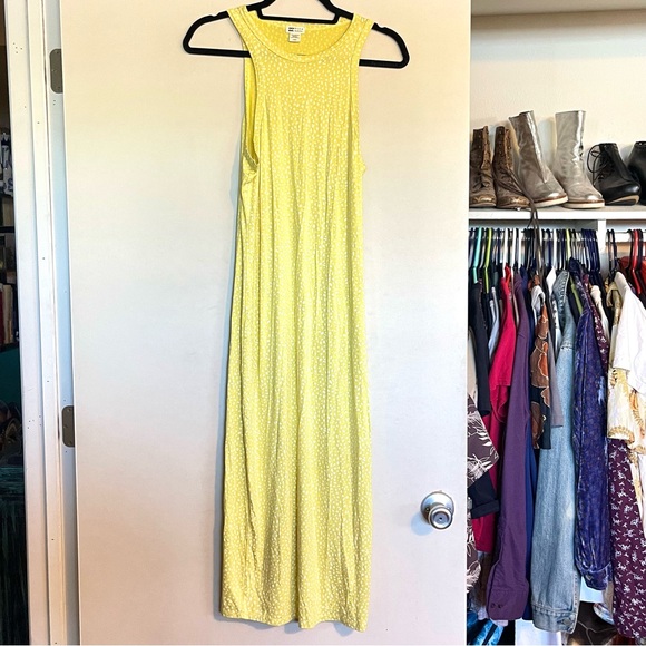 BILLABONG Tomboy Knit Midi Dress Sleeveless Sz L Large Yellow Leopard Print - Picture 3 of 6